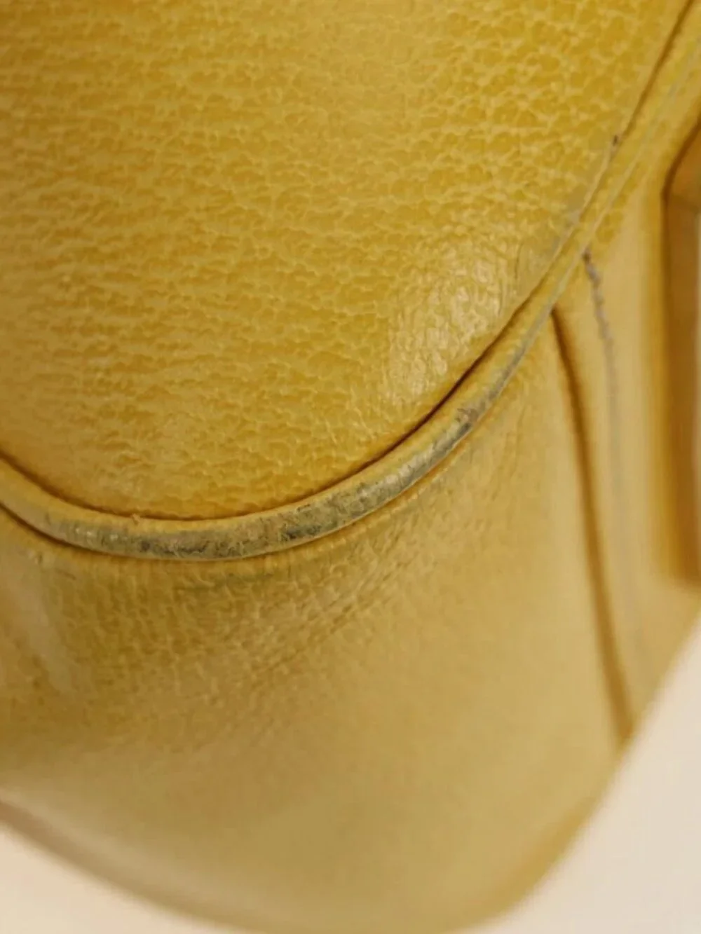 PRADA Hand Bag Canvas Leather Beige Yellow Silver Auth